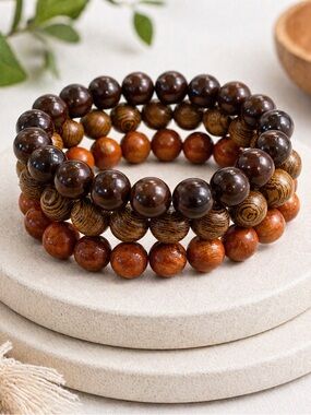 Sweet Stack of 3 Wooden Beaded Bracelets
